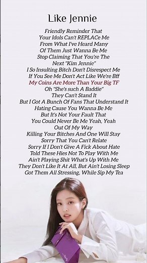 JENNIE - Like Jennie english version lyrics #blackpink #jennie #likejennie