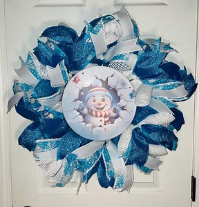Deco Mesh Snowman Wreath, Winter Front Door Decor - Etsy Canada