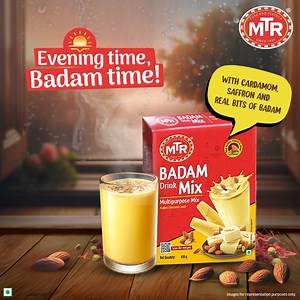 ☔️ Enjoy this rainy evening with a warm and delicious glass of Badam Milk! 🌧️ Made with saffron, cardamom and real bits of badam, MTR Badam Mix is the perfect way to unwind and uplift your mood. #mtr #rainyseason #badammilk #mtrbadamdrinkmix #evening #weather #rainyweather #badammix | MTR Foods