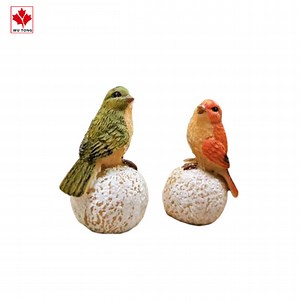 [Hot Item] Cute Animal Crafts Resin Bird on The Stone Figurine Garden Decor