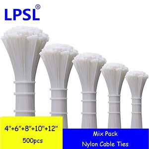 800 Pack Cable Ties Assorted Sizes 100/150/200/250/300mm Black Cable Zip Ties Heavy Duty Tie Wraps Assorted Plastic Zip Ties 40lbs Wire Ties