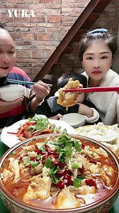 11M views · 119K reactions | Yuka- Eating Spicy Mukbang pig thighs pig skins noodle soup hot pot pig meat dumpling and chicken meat. | YuKa ASMR | Facebook
