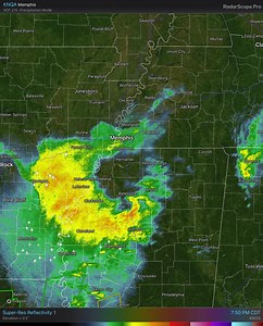 Current radar imagery shows showers & t’storms moving into portions of the Mid-South. Continued rainfall over the same areas may cause flash flooding. A flood watch remains in effect for portions of northern Mississippi and eastern Arkansas until 7 AM Thursday. | US National Weather Service Memphis Tennessee