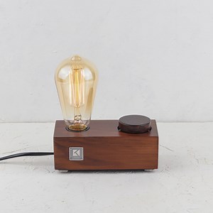 Dimmable Filament Table Lamp With Solid Teak Wood Base - Handmade Nordic Design - Etsy Australia
