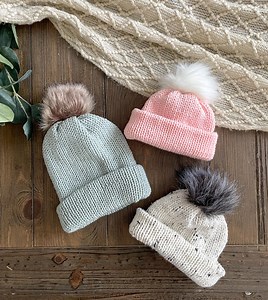 Handmade Double Knit Baby Beanie | Soft Polyester Pom Pom Hat - Etsy