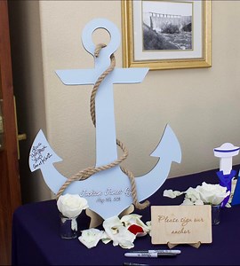 Nautical Wedding Guest Book Alternative, Rustic Beach Wedding, Wooden Anchor, Nautical Romantic Wedding Sign, Ocean Welcome Sign - Etsy