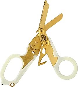 Emergency Rescue Shears,Trauma Shears,Stainless Steel Collapsible Scissors Pliers for Outdoor Camping Tools (Luminous-gold)