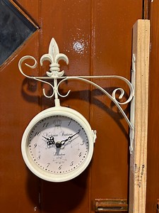 Outdoor/indoor Wall Clock, Double Sided Victorian Station Clock, Antique, Made From Metal, Unique Beige Rustic Design - Etsy