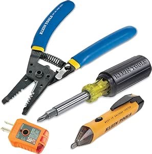 Klein Tools 80018P Tool Kit, Made in USA, Set with Wire Stripper, Screwdriver, Non-Contact Voltage Tester, GFCI Outlet Tester, Residential Tool Kit, 4-Piece