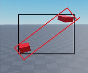 How do I get a rotated bounding box between two randomly rotated parts?