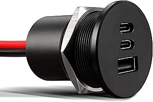 Acegoo 78W 12V USB Outlet, Dual 30W PD3.0 Type-C & 18W QC3.0 Aluminum Car Charger Socket, Multi Port Fast Charging Replacement Socket Accessories for RV Camper Trailer Truck Boat (1 Pcs)