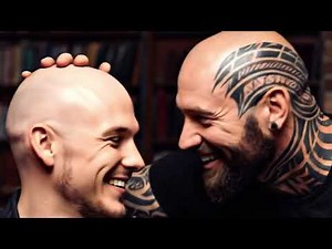 Long-Haired Men Surrender to Strong Bald Men for a Full Head Shave - AI Buzz Cuts