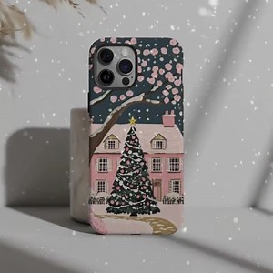 Pink Christmas Tree Phone Case: Holiday Winter Design - Etsy