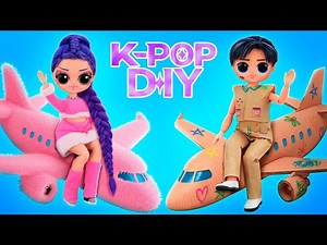 DIY Cardboard & Fluffy Makeover KPop Demon Hunters in Airplane! 10 Crafts for Dolls