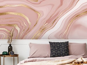 Pink Marble Wallpaper, Peel and Stick Gold Detailed Wall Mural, Self Adhesive Removable Wallpaper - Etsy