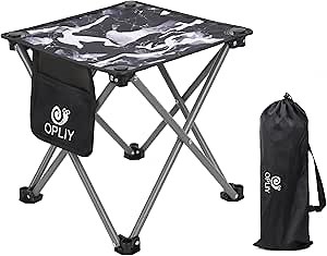 Opliy Camping Stool, Folding Small Chair 13.5 inch Portable Camp Stool for Camping Fishing Hiking Gardening and Beach, Camping Seat with Carry Bag (Black, L13.5)