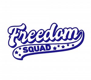 Freedom Squad Iron on Vinyl Decal, DIY Craft, 4th of July Tshirt Heat Transfer Patch, HTV Ready to Press Graphic, Pick Size and Color, Iron-On Almost Anything in 5 Minutes (Blue)