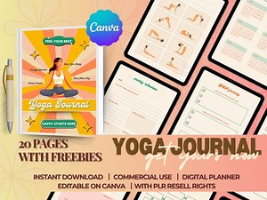 Retro Yoga Journal Template: Printable Canva Planner (Digital Download)