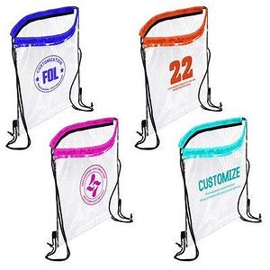 [Hot Item] Advertising Transparent PVC Drawstring Backpack Draw String Sport Gym Bag
