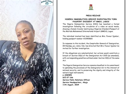 Wahala!!! Nigerian immigration to investigate woman who tore her husbands passport at the airport | Knowledge Base