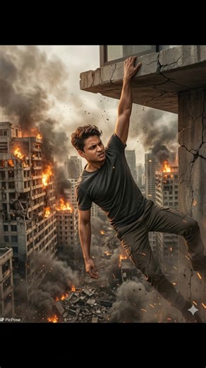 End of the World Scene 🌍🔥 One Hand Survival in Burning City | PicPose AI | #fighting #photography