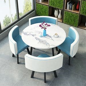[Hot Item] Luxurious Set Dining Room Decoration Big White Ceramic Dining Table Chair Set