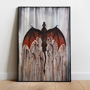 Medieval Dragon Painting - Canvas Fine Art Print, Middle Ages Creature Flying Wall Art, Magic Fantasy Acrylic Handmade Artwork Gothic Poster - Etsy