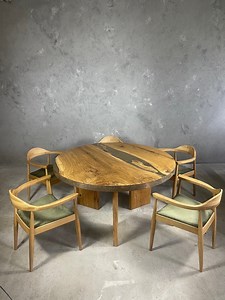 Oak Bronze Dining Table. Oak Table. Wooden Table. Slab Table. Sliva Wood. Bronze Table. Dining Area. Round Table. Ukraine Seller - Etsy