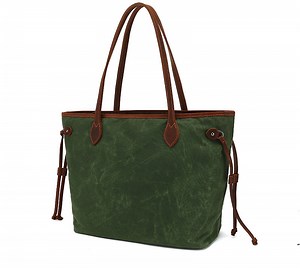 [Hot Item] Female Waxed Canvas Leisure Travel Shopping Tote Storage Handbag Bag (CY0088)