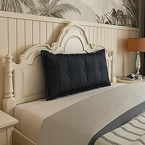 Johnear Bolster Pillow Headboard Backrest Pillow Black Large Daybed Cushion Lumber Back Pad Support Positioning Sofa Bed Rest Reading Pillow （39 x 3 x 20 inches）