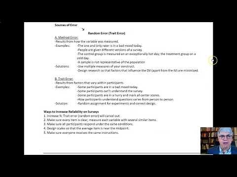 Reliability and Types of Error: Trait and Method