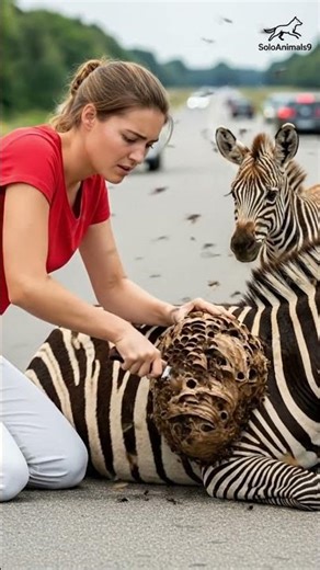 "Emotional Zebra Rescue on Roadside | Baby Zebra Crying Helplessly" #animals#shorts #viralvideo
