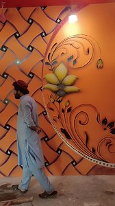 24K views · 224 reactions | Zia 3d paint wall design orange colour schemes #ziapainter #designobject #moderngallery | Zia painter | Facebook