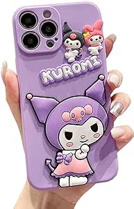 Women & Girls Cute Phone Case for iPhone 12 Funny Sweet Cartoon Silicone Protective Case Cover Purple