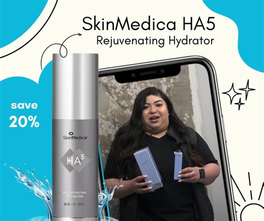 SkinMedica HA5: instantly smooths fine line and wrinkles, gives immediate hydration that lasts, and improves skin texture and tone. 20% off special is almost over, stop by to purchase! #skincare #skinmedica #clovisnm | MediSpa & Body Shop