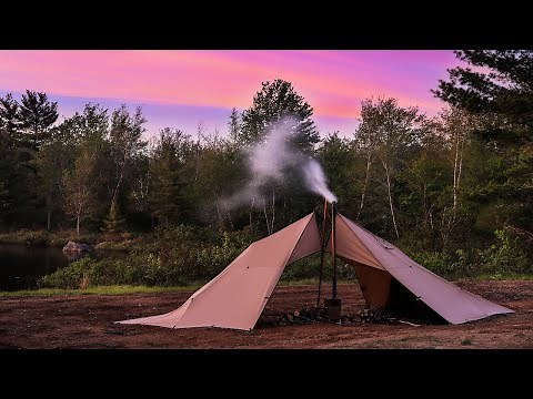 Camping With Canvas Tarp Shelter | Bushcraft Tarp