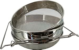 Double Sieve Honey Strainer for 5 Gallon Bucket, Food Grade Stainless Steel Honey Filter with Adjustable Extending Arms, Fine Mesh Honey Extractor Strainer for Beekeeping Supplies & Honey Harvesting