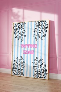 Yapping Zone Popcorn Print: Pastel Blue Podcast Decor (digital Download, PDF A2-A5 Size ) - Etsy