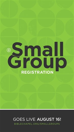 Save the date, our Small Group registration goes live on August 16! We were meant to live life together in Christian community, and we want to help you find that here at TBC! For more information about Small Groups, visit biblechapel.org/smallgroups | The Bible Chapel