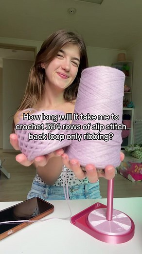 How long will it take me to crochet 384 rows of slip stitch back loop only ribbing? I didn’t expect it to take so long but the result is so satisfying! Does anyone have any tips on how to crochet slst blo faster? #crochet #diy