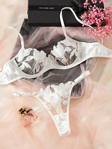 [Hot Item] Night Wear Sexy Lace Two Piece Set Bra and G String Briefs Panty Set Transparent Erotic Sexy Lingerie Woman Lingerie Erotic