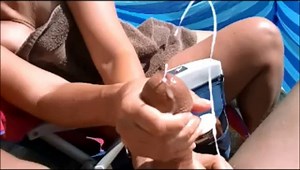 big cock beach handjob with huge cumshot 15 spurts
