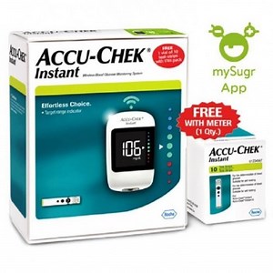 Buy Accu-Chek Instant Wireless Blood Glucose Meter and Lancing Device With Free 10 Test Strips Online at best price  ₹1,270 in India from Healthklin.com
