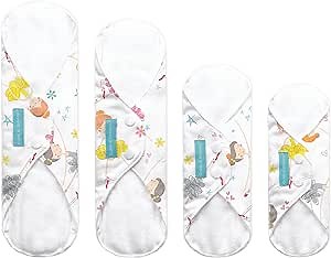 Charlie Banana Reusable and Washable Feminine Pads Multi Absorbency Combo Pack, Diva Ballerina, 4-Pack