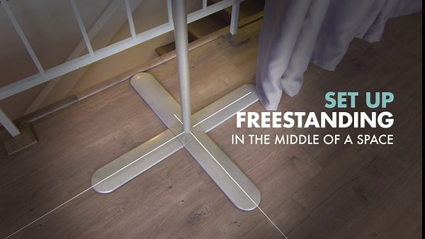 End2End Room Divider Kit - Large A, 8ft Tall x 12ft - 14ft Wide, Harbor Blue (Room/Dividers/Now), Curtain Track Wall Mount