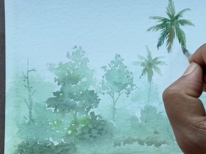 How to draw distant trees in a scenery #watercolour #painting #art #scenery | Paintings