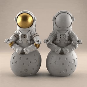 Meditating Astronaut on Moon STL 3D Model Decor