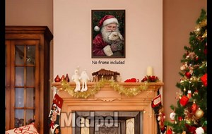 Christmas canvas wall art textured winter prints vintage posters for room aesthetic santa hat poster tree pine cone trendy paintings wall decor for bedroom
