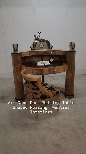 Art Deco Desk Writing Table Shaped Roaring Twenties Interiors #canonburyantiques #antiques #artdeco #deco #artdecodesk #vintage #interiors #roaringtwenties | Canonbury Antiques