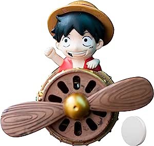 Car Air Freshener - Monkey D Luffy Automotive Rotating Propeller Air Outlet Fan Freshener Vent Clips with 1 Aromatherapy Tablet - Aroma Diffuser Car Perfume Aromatherapy Ornament